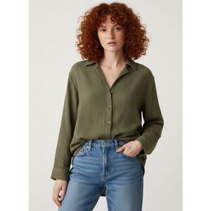 LA Relaxed Green Button Down Shirt - Large